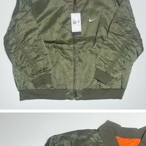 Nike Olive Green Bomber Jacket with Orange Interior